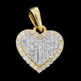 10k Yellow Gold 0.4CTW Natural Round Diamond Heart Pendant 1.5g Charm For Womens